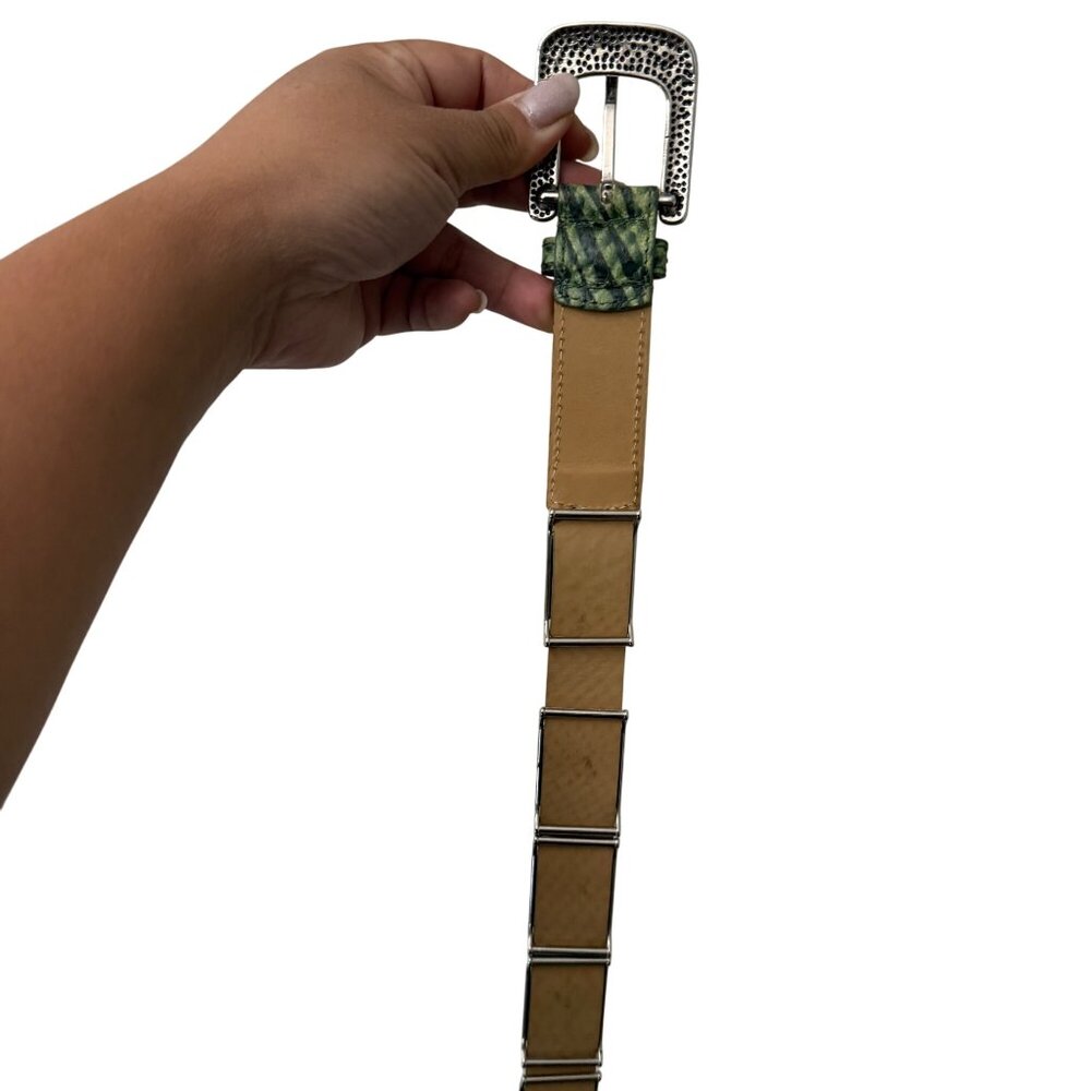 Berge Green Python Genuine Leather Rhinestone Emb… - image 5